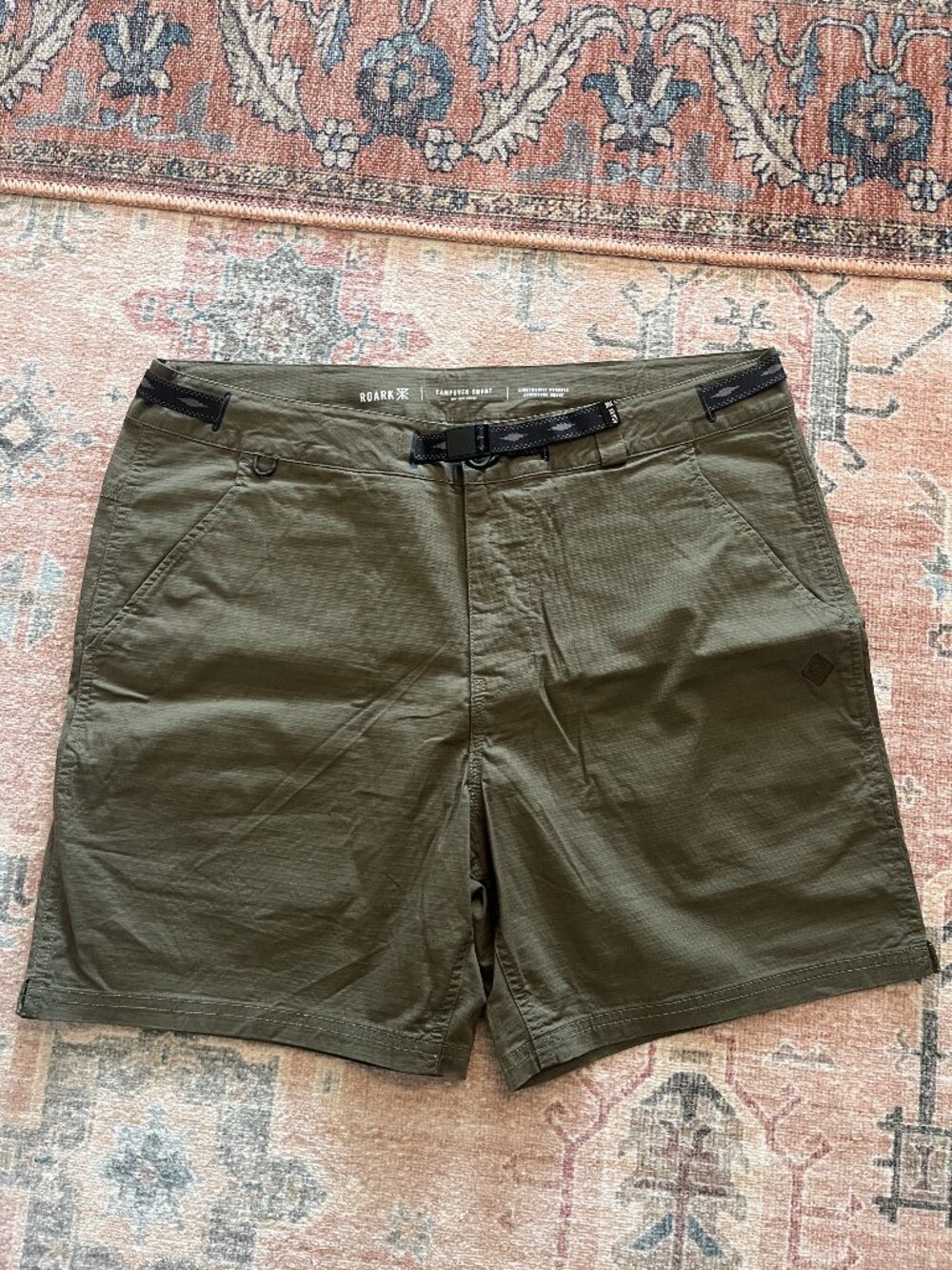 Roark Campover Hiking Shorts Olive Green Belted Lightweight